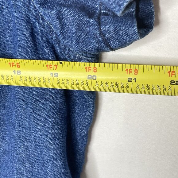 Y2K Vintage Wrangler Womens Shirt L Blue Denim Embroidery Teacher Cottage - Picture 6 of 7